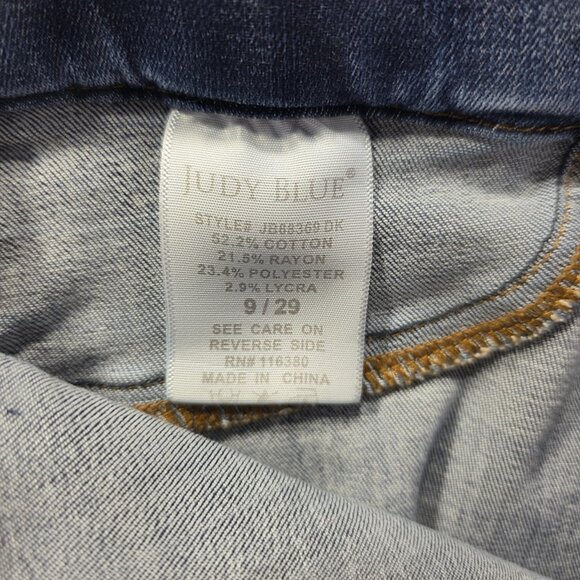Judy Blue Jeans Womens 9/29 Blue Boyfriend Fit Stretch Distressed Pull On - Picture 8 of 12
